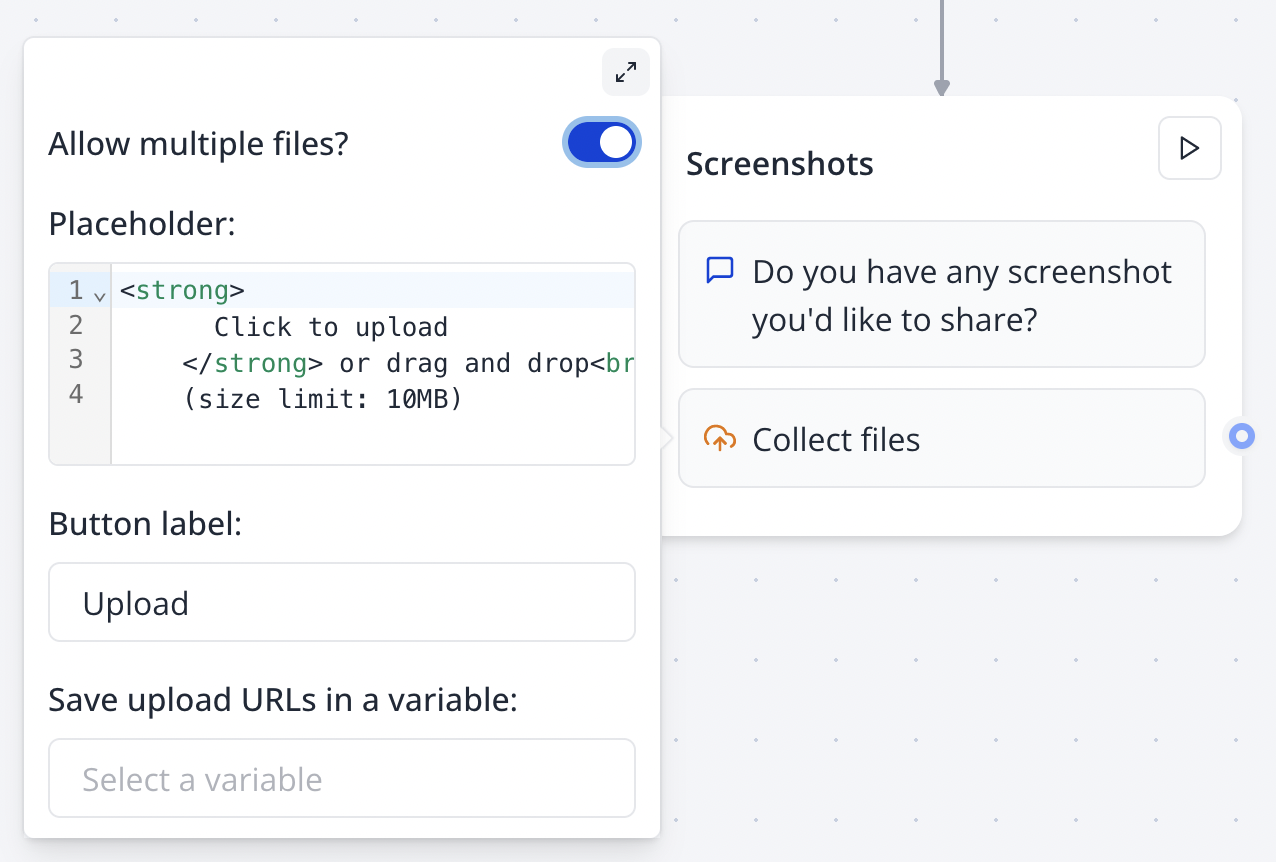 File upload input in flow